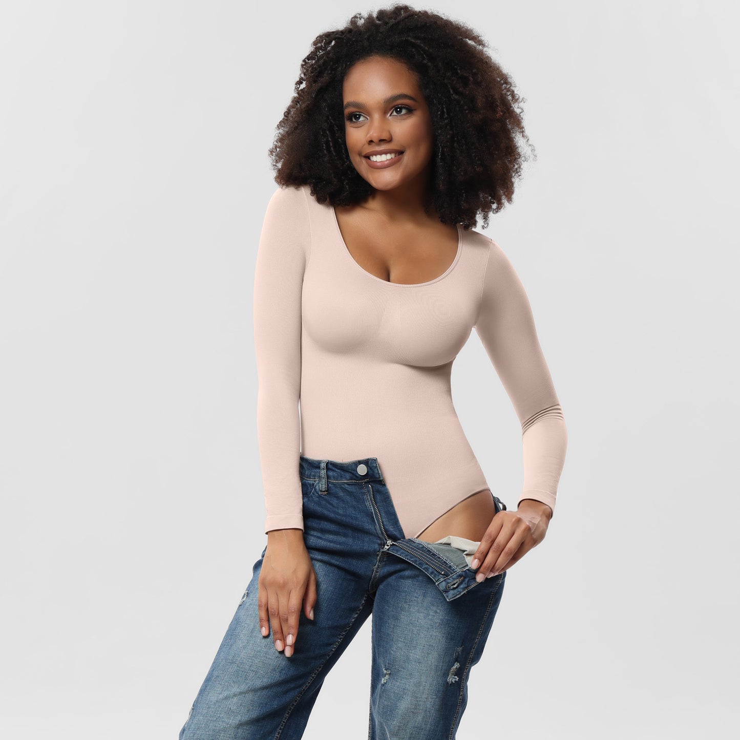 LVUBODY Bodysuits Square Neck Long Sleeve