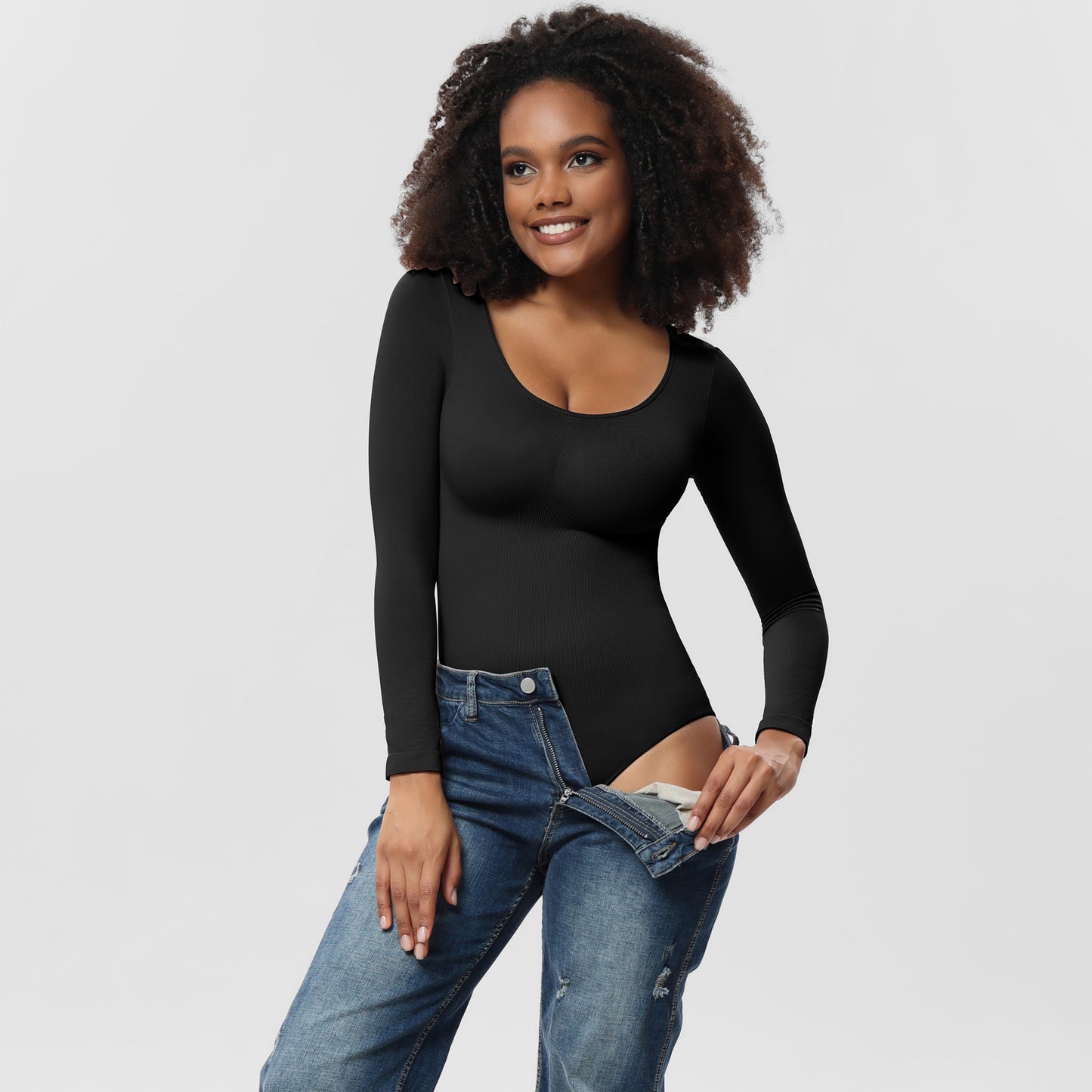 LVUBODY Bodysuits Square Neck Long Sleeve